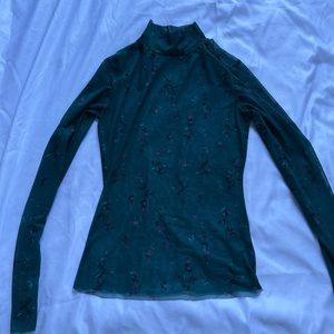 AFRM Mesh Green Floral Turtleneck